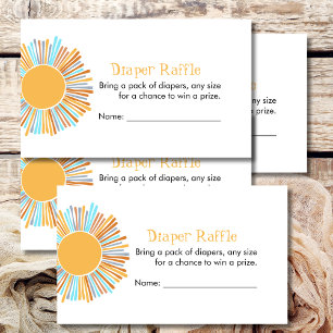 Luier Raffle Retro Boho Sun Baby shower spel Informatiekaartje
