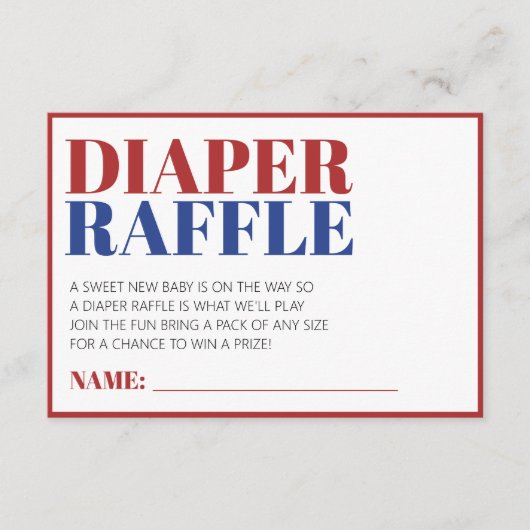 Luier Raffle Rood Wit En Blauw 4 juli Informatiekaartje (Voorkant)