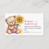 Luier Raffle Roze Beer Zonnebloem Baby shower Informatiekaartje (Voorkant)