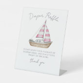 Luier Raffle Roze Nautisch Baby shower Reclamebord Met Voetstuk (Voorkant)