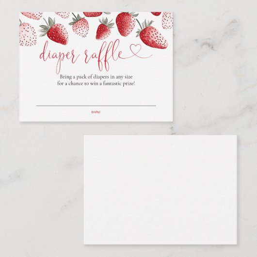 Luier Raffle Strawberry Baby shower Informatiekaartje (Voorkant / Achterkant)