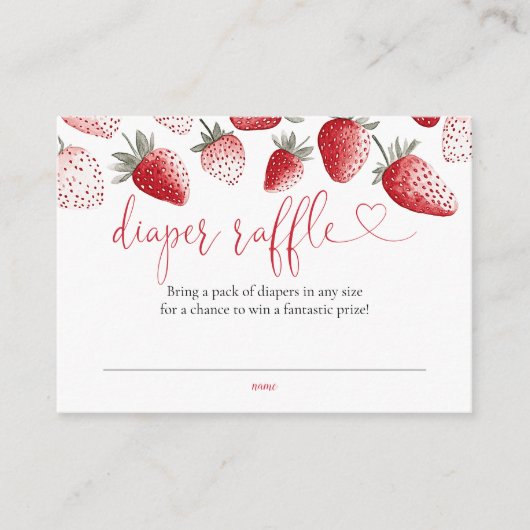 Luier Raffle Strawberry Baby shower Informatiekaartje (Voorkant)