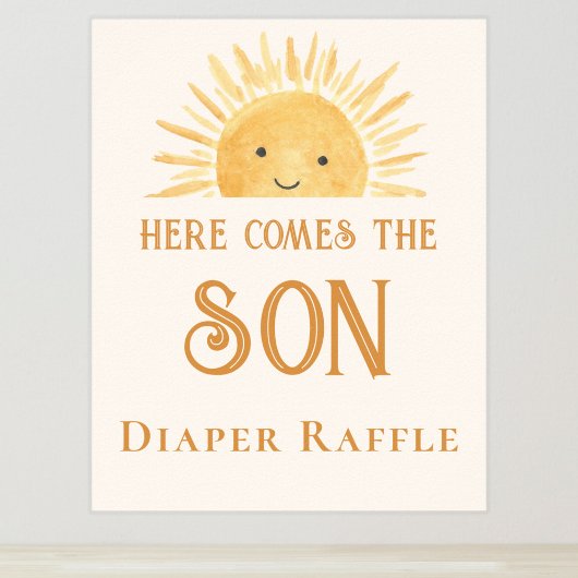 Luier Raffle Sun Baby shower Sign Poster