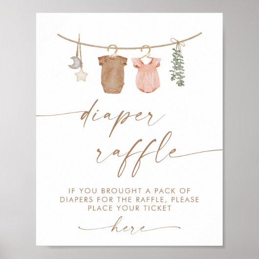 Luier Raffle teken | Boho Geslacht onthulling luie Poster (Voorkant)