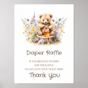 Luier Raffle Teken een beetje honing Baby shower Poster