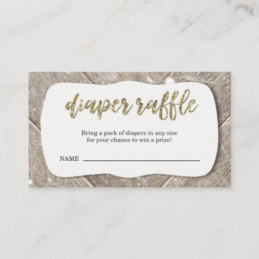 Luier Raffle Ticket Insert voor rustieke uitnodigi Informatiekaartje (Voorkant)