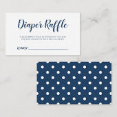 Luier Raffle Ticket Marine Blauw Polka Dot Informatiekaartje (Voorkant / Achterkant)
