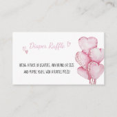 Luier Raffle Ticket met Roze Hart Ballonnen Informatiekaartje (Voorkant)