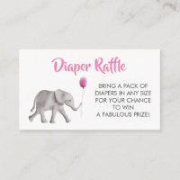 Luier Raffle Ticket Olifant Baby shower, Roze