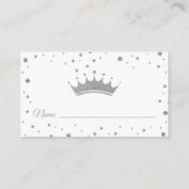 Luier Raffle Ticket, Prinses, Paarse Informatiekaartje (Achterkant)