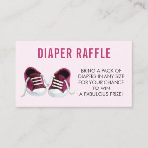 Luier Raffle Ticket, Roze Sneakers Baby shower Informatiekaartje