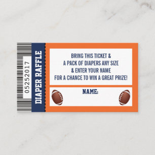 Luier Raffle Ticket, Sport, Football Baby shower Informatiekaartje