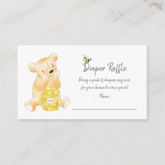Luier Raffle Ticket Teddy Bear Honey Bee Informatiekaartje (Voorkant)