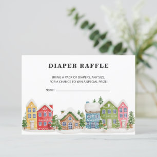 Luier Raffle ticket winterdorp Baby shower Informatiekaartje