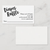 Luier Raffle Ticket, Zwart Script | Gepersonalisee Informatiekaartje (Voorkant / Achterkant)