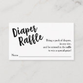 Luier Raffle Ticket, Zwart Script | Gepersonalisee Informatiekaartje (Voorkant)