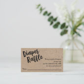 Luier Raffle Ticket, Zwart Script Kraft Informatiekaartje (Staand voorkant)