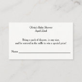 Luier Raffle Ticket, Zwart Script | Rosegold Informatiekaartje (Achterkant)