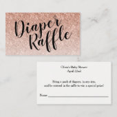 Luier Raffle Ticket, Zwart Script | Rosegold Informatiekaartje (Voorkant / Achterkant)