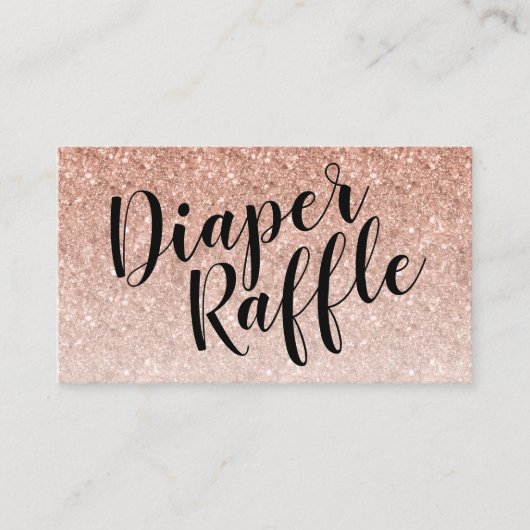 Luier Raffle Ticket, Zwart Script | Rosegold Informatiekaartje (Voorkant)