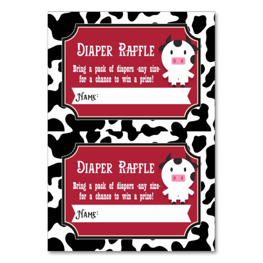 Luier Raffle Tickets - 2 per kaart - Boerderijdier (Voorkant)
