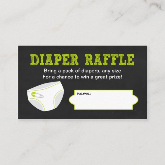 Luier Raffle Tickets / Chalkboard neutraal groen Informatiekaartje (Voorkant)