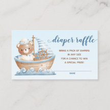 Luier Raffle Tickets (Nautisch Beer Boys Blue)