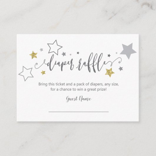 Luier Raffle Twinkle Little Star Goud Grijs Douche Informatiekaartje (Voorkant)