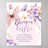 Luier Raffle Vlinder Bloemen Tuin Baby shower Poster (Voorkant)