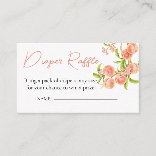 Luier Raffle Waterverf Een lief klein perzikje Informatiekaartje (Voorkant)