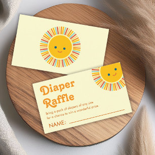 Luier Raffle Zon Baby Shower Schattig Oranje Geel Informatiekaartje