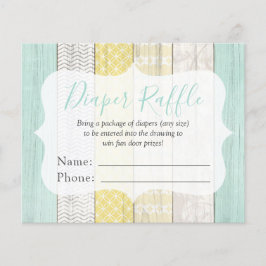 Luieraffle Mint & Gele Baby shower Entry Kaart