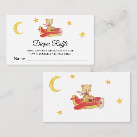 *~* luiere raffle Teddy Bear Plane Moon Stars Informatiekaartje (Voorkant / Achterkant)