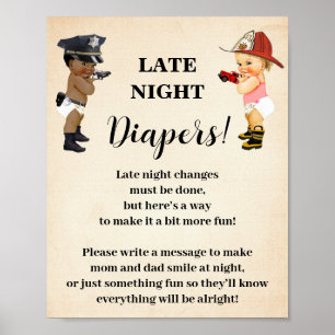 Luierenspel voor Laat op de Nacht Baby Shower Poster