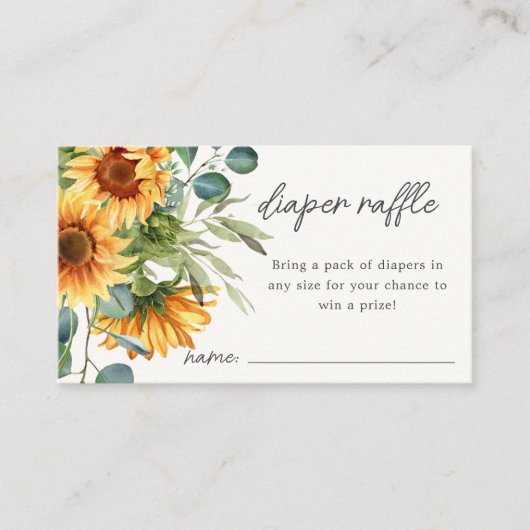 Luierloof | Zonnebloem Baby shower Informatiekaartje (Voorkant)