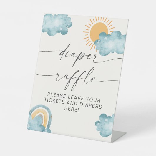 Luierloterij Baby Shower Zonneschijn Reclamebord Met Voetstuk (Voorkant)