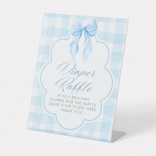 Luierloterij Blauwe Strik Baby Shower Tafelbord Reclamebord Met Voetstuk