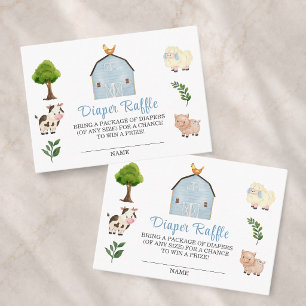 Luierloterij Boerderijdieren Barnyard Baby Shower Informatiekaartje