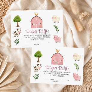 Luierloterij Boerderijdieren Barnyard Baby Shower Informatiekaartje
