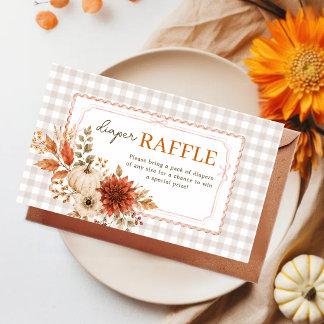 Luierloterij Herfst Kleine Pompoen Baby Shower Informatiekaartje