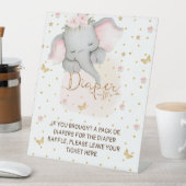 Luierloterij slapende olifant roze reclamebord met voetstuk (Insitu)