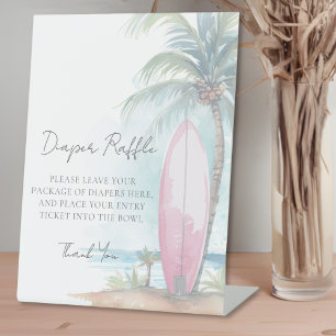 Luierloterij Strand Baby Shower Reclamebord Met Voetstuk