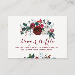 Luierloterij winter pioen babyshower invoegkaart informatiekaartje