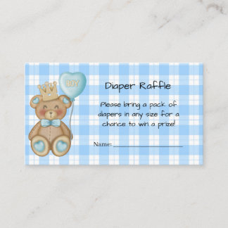 Luierloterijkaart, Beer Baby Shower-inzet Contactkaartje