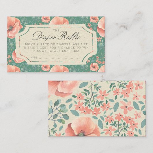 LUIERRAFFELTICKET | Storybook-Baby shower Informatiekaartje (Voorkant / Achterkant)