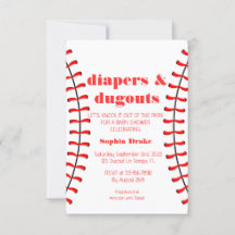 Luiers en Dugouts Honkbal Baby shower Invite