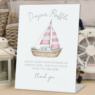 Luiers Lotterij Roze Zeevaart Thema Baby Shower Reclamebord Met Voetstuk