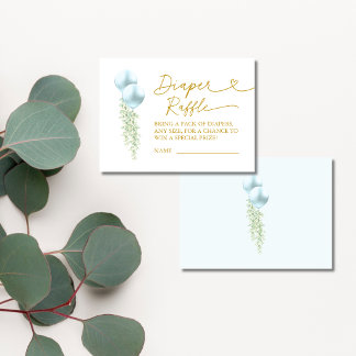 Luiers Raffle Blauwe Ballon Baby Shower Ticket Informatiekaartje