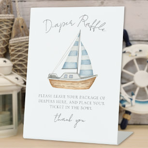 Luiers Raffle Nautische Baby Shower Reclamebord Met Voetstuk