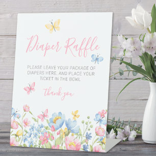 Luiers Raffle Wildflower Baby Shower Reclamebord Met Voetstuk